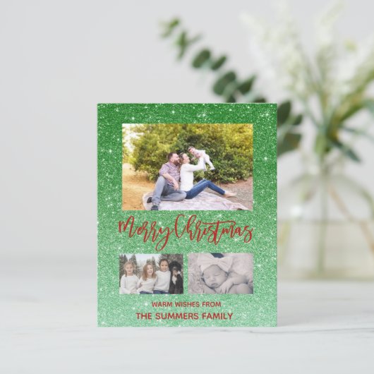 Merry Kerstmis - Glitter-fotobudget (Staand voorkant)