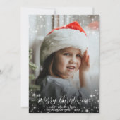 Merry Kerstmis Glitter Stars Fotobekleding groen Feestdagenkaart (Voorkant)