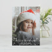 Merry Kerstmis Glitter Stars Fotobekleding groen Feestdagenkaart (Staand voorkant)