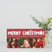 Merry Kerstmis Glow Whimsical Tree Moderne 3 Foto Feestdagenkaart (Staand voorkant)