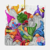 Merry Kerstmis Gnome Party Funny Drawing Keramisch Ornament (Achterkant)