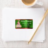 Merry Kerstmis Gnome Red Green Metallic Adres Etiket (Insitu)