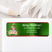Merry Kerstmis Gnome Red Green Metallic Adres Etiket (Insitu)