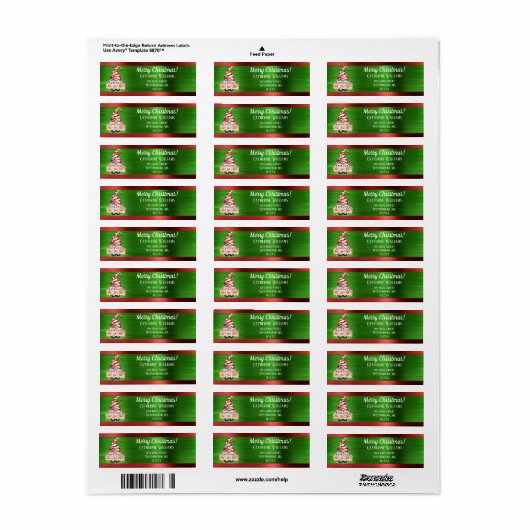 Merry Kerstmis Gnome Red Green Metallic Adres Etiket (Full Sheet)