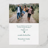 Merry Kerstmis Gold Deer Forest Foto Folie Feestdagenkaart (Achterkant)