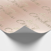 Merry Kerstmis, Gold Glitter Pink Blush Cadeaupapier (Hoek)