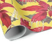 Merry Kerstmis Gold Glitter Script Floral Yellow Cadeaupapier (Rol Hoek)