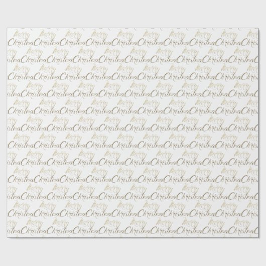 Merry Kerstmis Gold Glitter Script Ivory Creamy Cadeaupapier (Vlak)