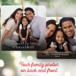 Merry Kerstmis Gold Heart Modern Script Photo Keramisch Ornament<br><div class="desc">Minimalistisch ornament voor familiefoto's in een modern scripttypografie,  die vrolijk kerstmis onder een gedrukt gouden hart met uw favoriete foto leest. Geniet van je geliefden met dit schattige,  eenvoudige,  trendy kerstcadeau uit je familie. De achtereigenschappen drukten uw douanenamen,  jaar,  of bericht en een andere foto.</div>