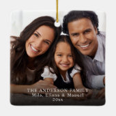 Merry Kerstmis Gold Heart Modern Script Photo Keramisch Ornament (Achterkant)