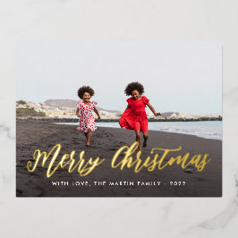 Merry Kerstmis Gold One Photo Holiday Greep Folie Feestdagen Briefkaart