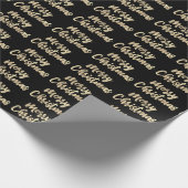 Merry Kerstmis Gold Script Black Champaigne Faux Cadeaupapier (Hoek)