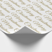 Merry Kerstmis Gold Script Cursive White Simple Cadeaupapier (Hoek)