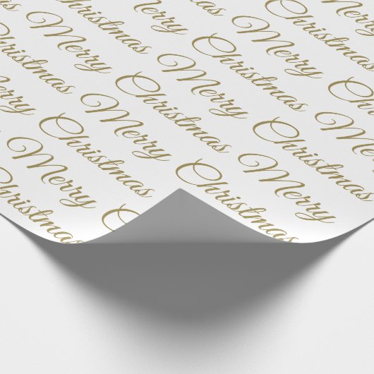 Merry Kerstmis Gold Script Cursive White Simple Cadeaupapier (Hoek)