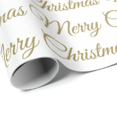 Merry Kerstmis Gold Script Cursive White Simple Cadeaupapier (Rol Hoek)