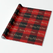 Merry Kerstmis Gold Script Red Buffalo Pset Cadeaupapier (Uitgerold)