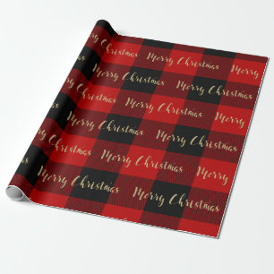 Merry Kerstmis Gold Script Red Buffalo Pset Cadeaupapier