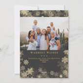 Merry Kerstmis Gold Snowflake Photo Collage  Feestdagenkaart (Achterkant)