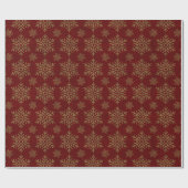 Merry Kerstmis Gold Snowflake Red Cadeaupapier (Vlak)
