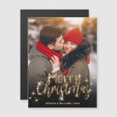 Merry Kerstmis Gold Sparkle PHOTO Greeting Magnet (Voorkant / Achterkant)