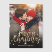Merry Kerstmis Gold Sparkle PHOTO Greeting Magnet (Voorkant)