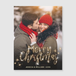 Merry Kerstmis Gold Sparkle PHOTO Greeting Magnet