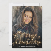 Merry Kerstmis Gold Sparkle Script PHOTO Greep