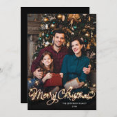 Merry Kerstmis Gold Sparkle Script PHOTO Greep Feestdagenkaart (Voorkant / Achterkant)