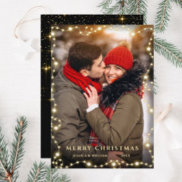 Merry Kerstmis Gold Sparkle Script PHOTO Greep Feestdagenkaart