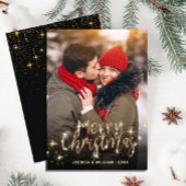 Merry Kerstmis Gold Sparkle Script PHOTO Greep Feestdagenkaart