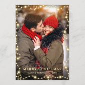 Merry Kerstmis Gold Sparkle Script PHOTO Greep Feestdagenkaart (Voorkant)