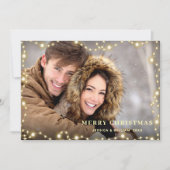 Merry Kerstmis Gold Sparkle Script PHOTO Greep Feestdagenkaart (Voorkant)