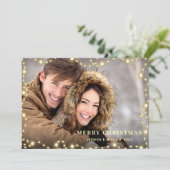 Merry Kerstmis Gold Sparkle Script PHOTO Greep Feestdagenkaart (Staand voorkant)