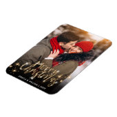 Merry Kerstmis Gold Sparkle Script PHOTO Greep Magneet (Linkerzijde)