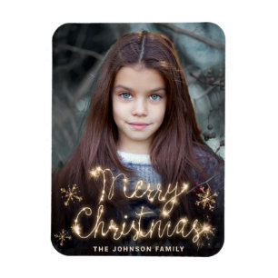 Merry Kerstmis Gold Sparkle Script PHOTO Greep Magneet