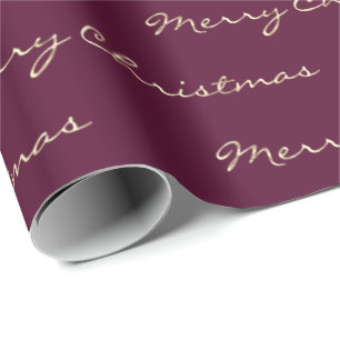 Merry Kerstmis Golden Feestdagen Berry Marsala Cadeaupapier