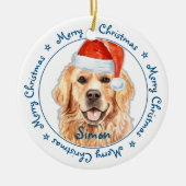 Merry Kerstmis Golden Retriever Cute Santa Dog Ce Keramisch Ornament (Voorkant)