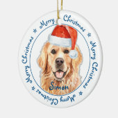 Merry Kerstmis Golden Retriever Cute Santa Dog Ce Keramisch Ornament (Links)
