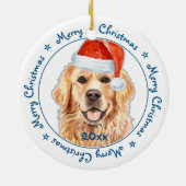 Merry Kerstmis Golden Retriever Cute Santa Dog Ce Keramisch Ornament (Achterkant)