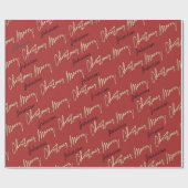 Merry Kerstmis Golden Script Name Black Roos Roze Cadeaupapier (Vlak)