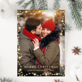 Merry Kerstmis Golden Sparkle PHOTO Greeting Feestdagenkaart