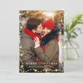 Merry Kerstmis Golden Sparkle PHOTO Greeting Feestdagenkaart (Staand voorkant)