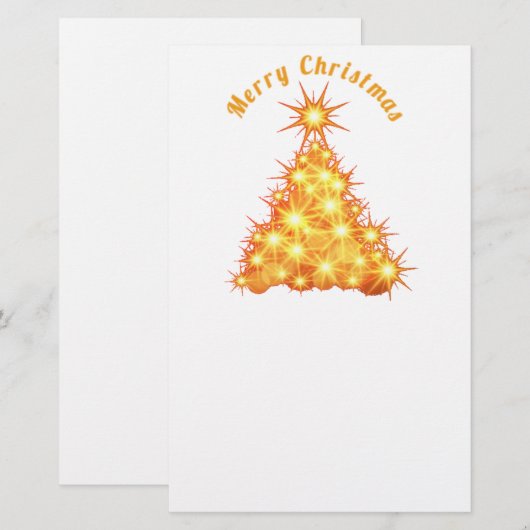 Merry Kerstmis Golden Tree Thunder_Cove Briefpapier (Voorkant / Achterkant)