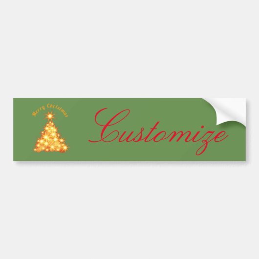 Merry Kerstmis Golden Tree Thunder_Cove Bumpersticker (Voorkant)