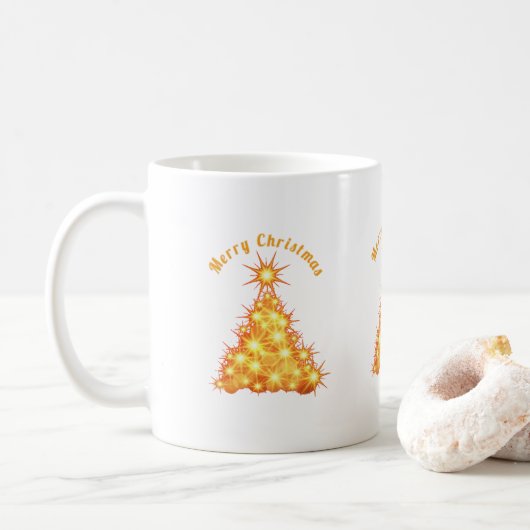 Merry Kerstmis Golden Tree Thunder_Cove Koffiemok (Met donut)