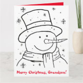Merry Kerstmis Grandson Snowman Coloring Book Kaart (Voorkant)