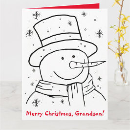 Merry Kerstmis Grandson Snowman Coloring Book Kaart