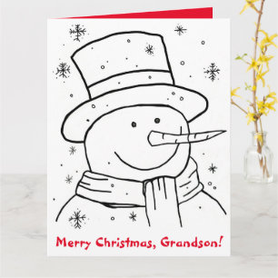 Merry Kerstmis Grandson Snowman Coloring Book Kaart