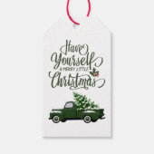 Merry Kerstmis  Green Truck Cadeaulabel (Voorkant)