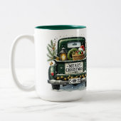 Merry Kerstmis  Green Truck Tweekleurige Koffiemok (Links)